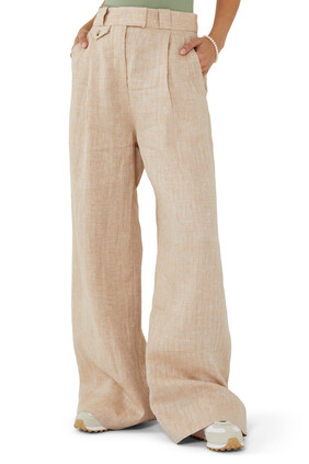 Amanda High-Waisted Linen Tailored Pants